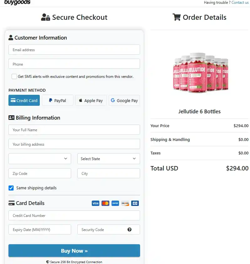 JelluTide - Secure Checkout Page
